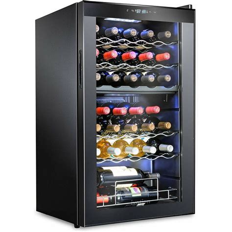 Ivation 33 Bottle Dual Zone Wine Cooler Refrigerator W Large Freestanding Wine Cellar Glass