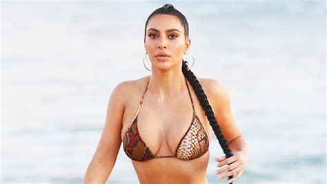 kim kardashian sizzles in bikini bottoms and skims top on beach hollywood life quick telecast