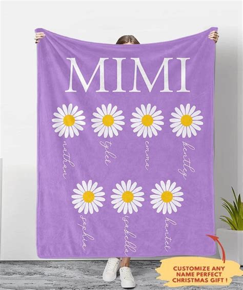mimi nanny daisy flower custom text name printed fleece blanket gearnoble