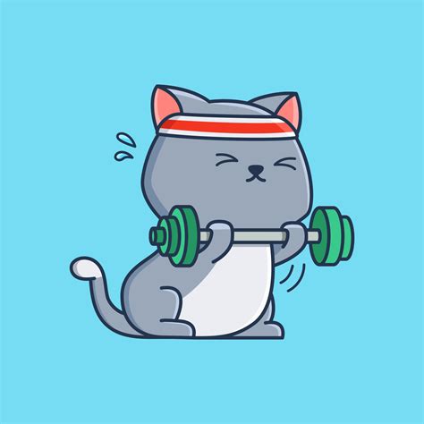 Cute Workout Cat Cartoon 3349134 Vector Art At Vecteezy
