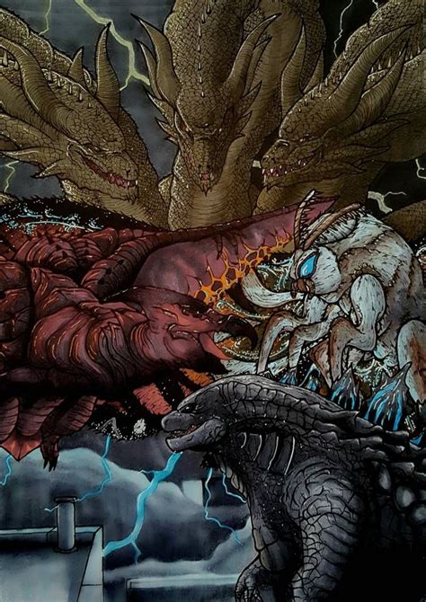 King Ghidorah Vs Godzilla And Mothra