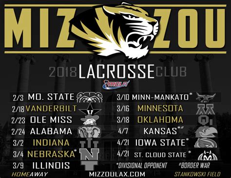 2018 Schedule Released Mizzou Lacrosse
