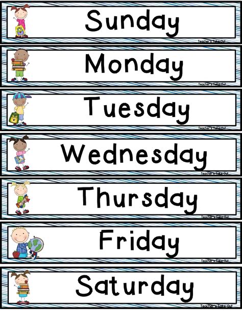 Days Of The Week Pdf Preschool Classroom School Activities