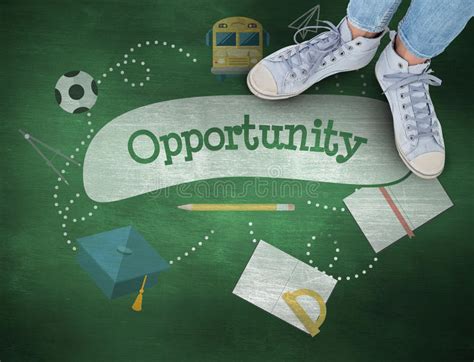 Opportunity Against Green Chalkboard Stock Image Image Of People Apple 63472909
