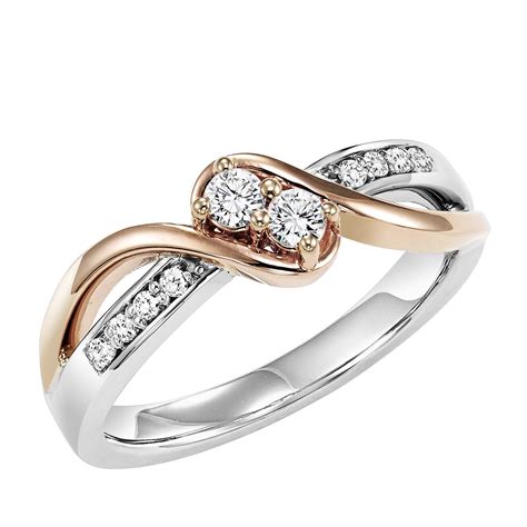 14k two tone twogether 1 4cttw 2 stone plus gold diamond ring mullen jewelers