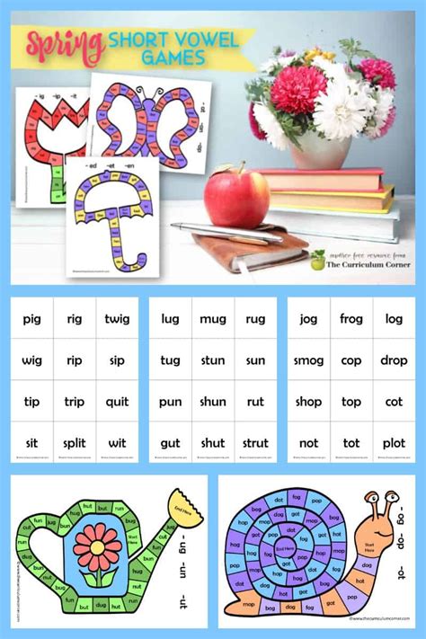 Spring Short Vowel Board Games The Curriculum Corner 123