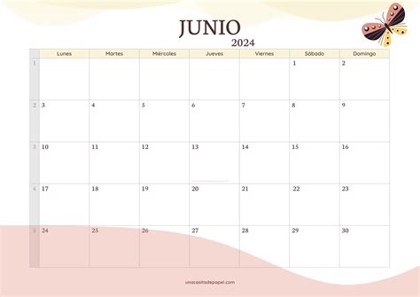 Calendarios Junio 2024 ️ Para Imprimir Pdf
