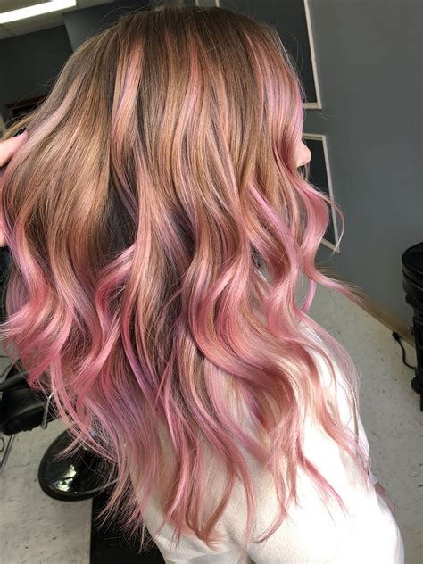 rose gold hair pink hair pink balayage balayage ombre blonde pink balayage hair streaks