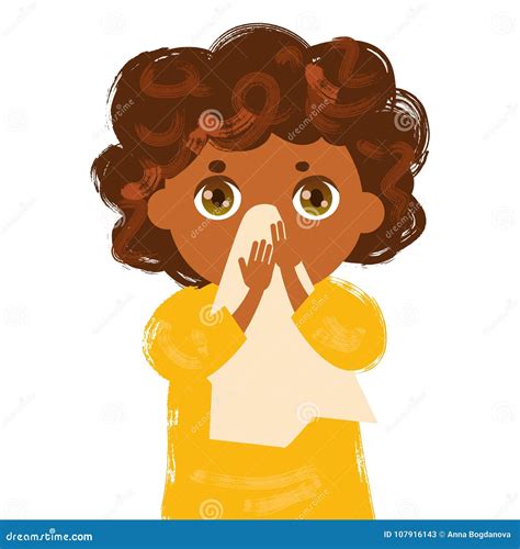 Girl Blowing Her Nose Stock Vector Illustration Of Cute 107916143