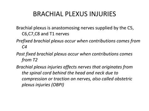 Ppt Brachial Plexus Injuries Powerpoint Presentation Free Download