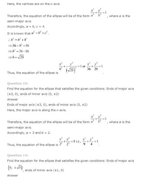 Conic Sections Class 11 Mathematics Ncert Solutions