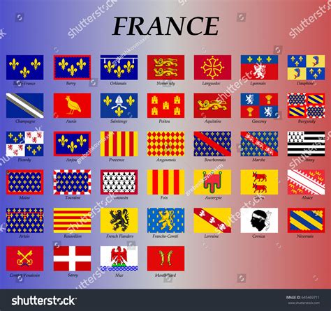 All Flags Historical Provinces France French Stock Vector Royalty Free