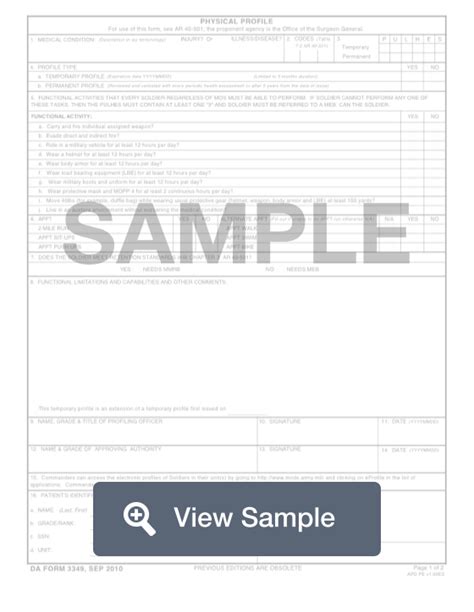 Fillable Da Form 3349 Pdf And Word Samples Formswift
