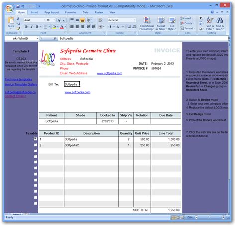 Download Cosmetic Clinic Invoice Format