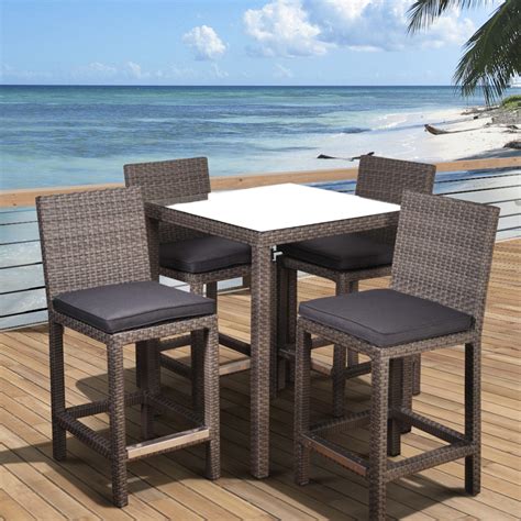 Outdoor bars are also considered patio sets. Atlantic Abaco Square 5 Piece Synthetic Wicker Patio Bar ...
