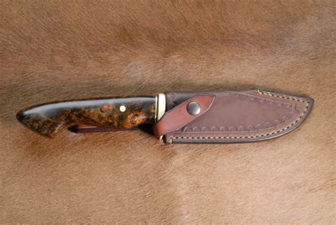 The Gaea Hidden Tang Hunting Knife With Maple Burl Etsy