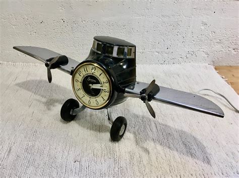 Black 1940s Sessions Mastercrafters Airplane Clock Nicely Working