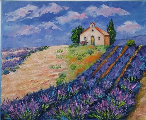 Lavender Fields Painting Provence Original Art France Landscape Floral