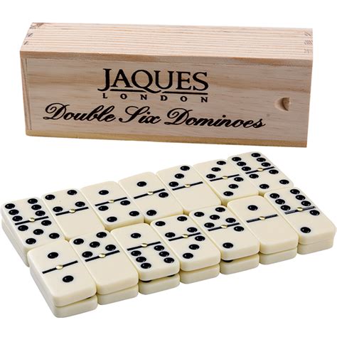 Double Six Dominoes - Dominoes Set in Pine Box - Jaques of ...