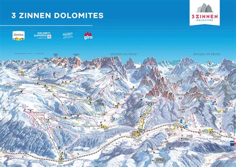 3 Zinnen Dolomites Plan Des Pistes De Ski 3 Zinnen Dolomites