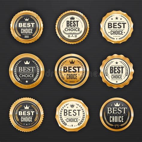 Best Choice Golden Badges Premium Quality Labels Stock Vector