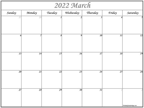 March 2022 Calendar Free Printable Calendar Templates