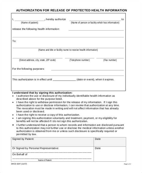 Free 7 Sample Medical Information Release Forms In Ms Word Pdf