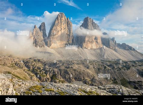 Tre Cime Di Lavaredo Sexten Dolomites South Tirol Italy Stock Photo