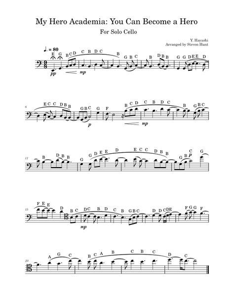 My Hero Academia You Can Become A Hero For Solo Cello Sheet Music For