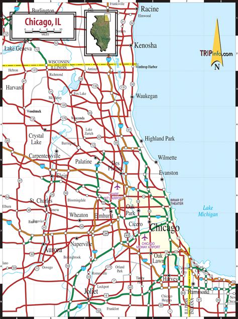 Road Map Of Chicago Area System Map