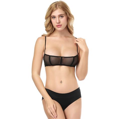 New Sexy Women Sheer Mesh Bra Top See Through Bralette Seamless