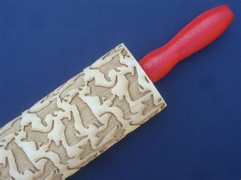 Wooden Embossing Rolling Pin Dog And Cat By Bezalelartshop Cat