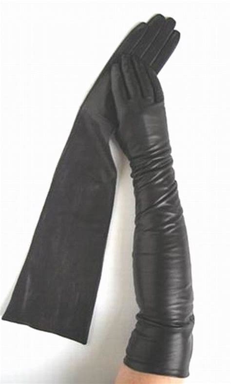 Long Black Leather Opera Gloves Postspaas