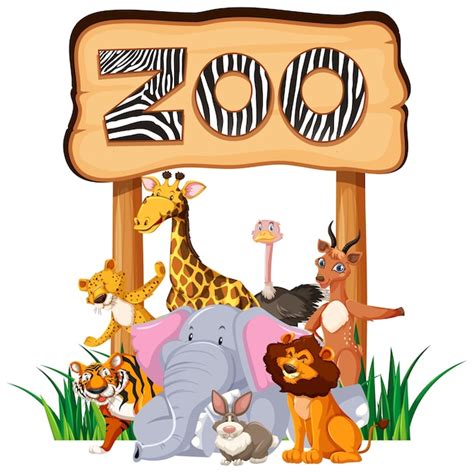 Free Vector Zoo Animals At The Entrance Sign