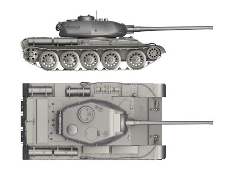 Military Tank Side And Top View Isolated On White Stock Illustration