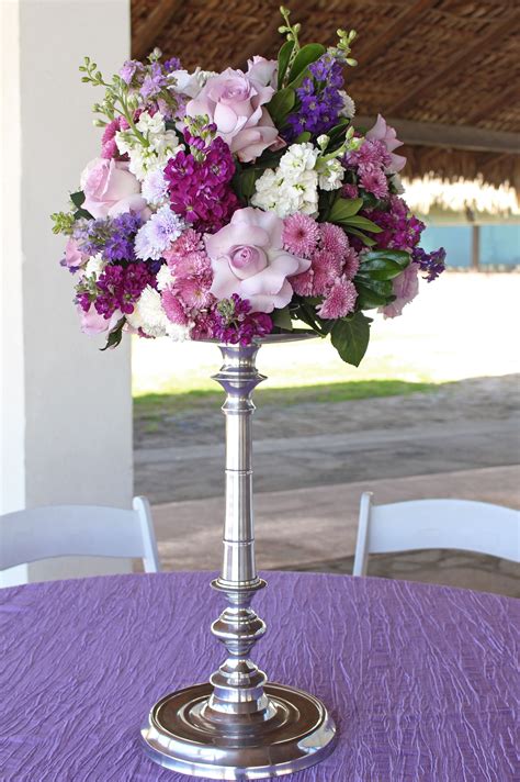 Centro De Mesas Playa Bodas En La Paya Morado Purple Wedding Centerpieces Tall Centerpieces