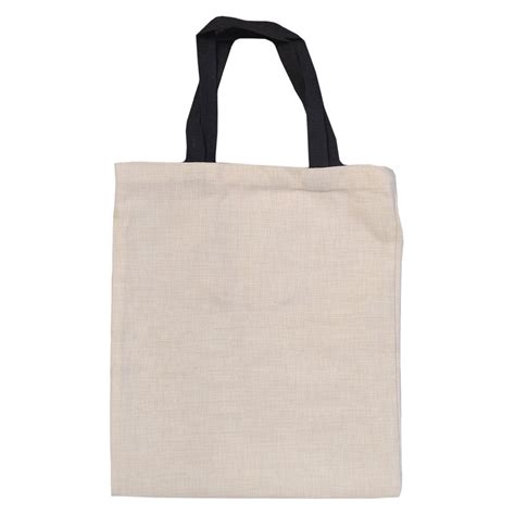 Bags Linen Tote Bag With Short Black Handles 37cm X 42cm