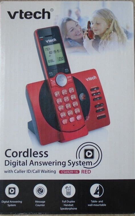 vtech cs6929 16 dect 6 0 expandable cordless phone system with answering 1 red for sale online