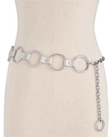 Steve Madden Womens Circle Link Chain Belt Silver Ebay