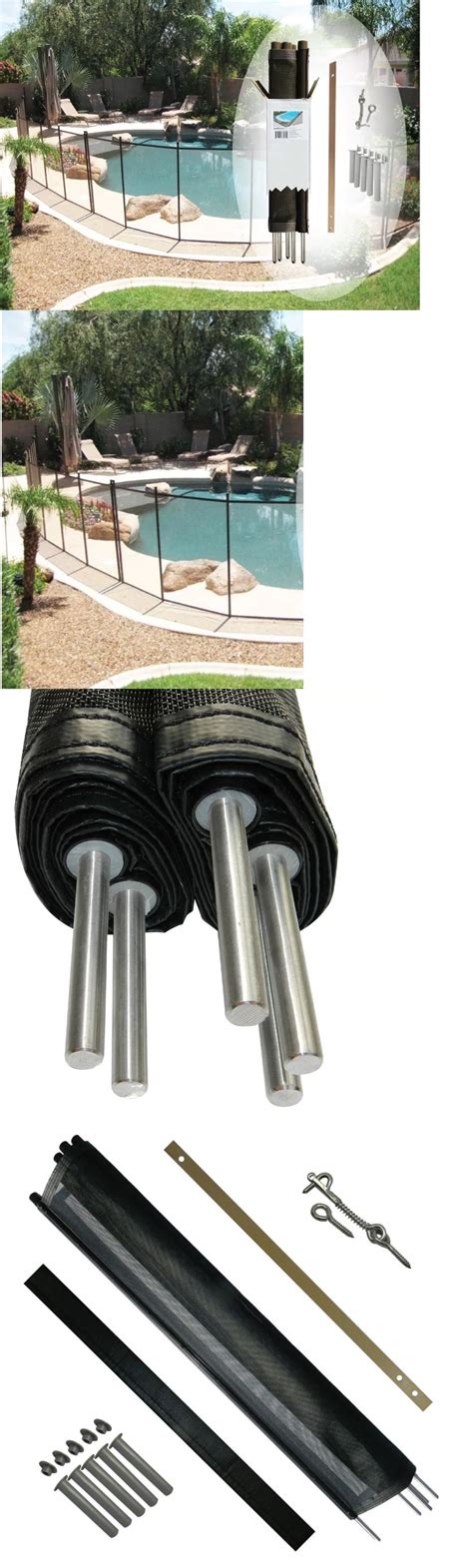Free shipping site to store. Pool Fences 167851: Swimming Pool Safety Fence In Ground 4 X 12 Diy Panel Black Sturdy Mesh New ...