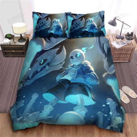 Undertale Sans With Glowing Eye Painting Illustration Bed Sheets Duvet