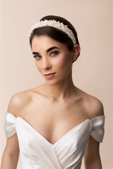 Pearl Bridal Headband Bridal Hoop With Pearls Wedding Hair Accessories Diademas Novia