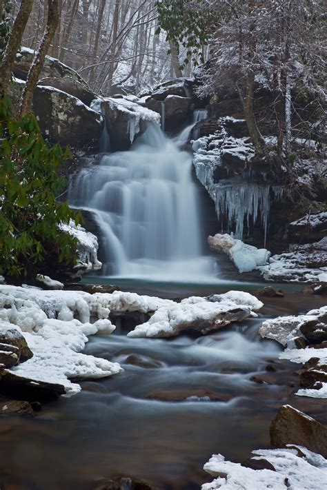 Winter Waterfall Ravine Waterfalls Free Nature Pictures By