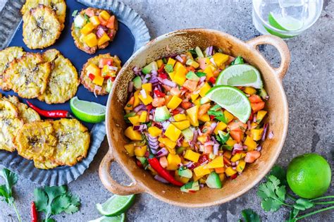Baked Patacones Recipe {green Plantain Chips} With Tropical Salsa Food To Glow Patacones