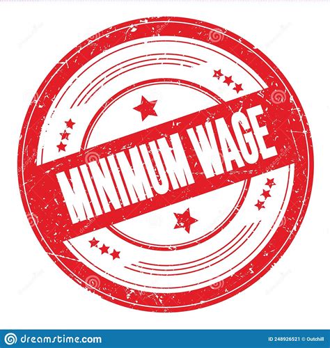 Minimum Wage Text On Red Round Grungy Stamp Stock Illustration
