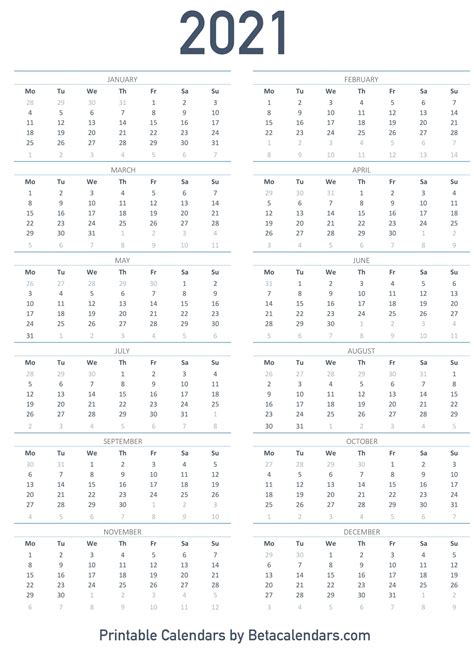 Printable Free 2021 Calendar Without Downloading Best Calendar Example