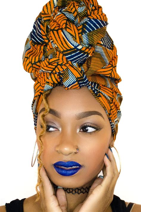 Multi Color Yellow And Blue African Headwrap Kente Scarves Hair Wrap