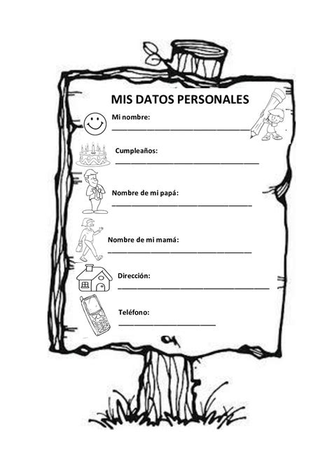 Mis Datos Personales Para Niños De Primaria Ficha Online De Datos