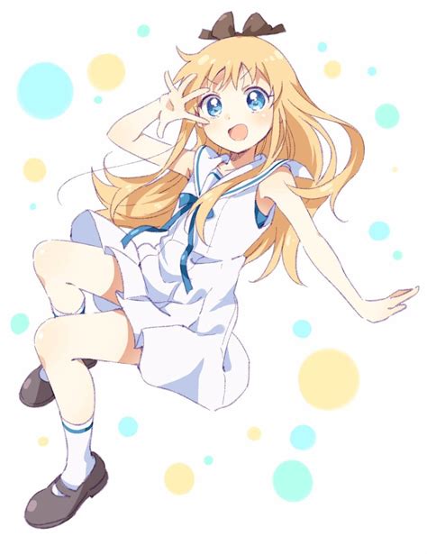 namori toshinou kyouko yuru yuri highres d 1girl d blonde hair blue eyes bow