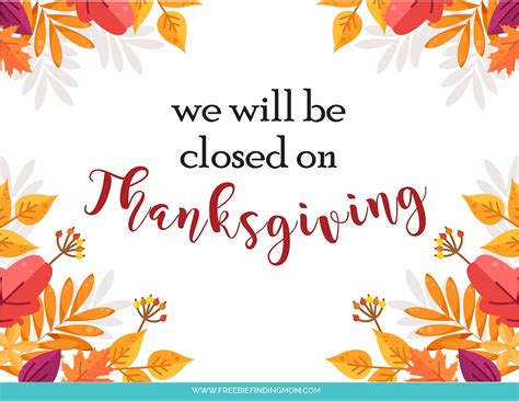 2 Free Printable Thanksgiving Closed Sign Templates Freebie Finding Mom